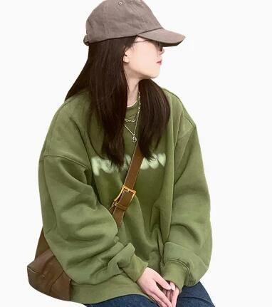 chic早秋2022款oversize美式复古绿色卫衣外套 chic早秋2022款oversize美式复古绿色卫衣外套