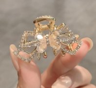 蝴蝶结发夹夏头发夹子头饰后脑勺发抓女水钻优雅小号侧边碎发抓夹