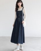 「MOZAO」法式牛仔吊带连衣裙�?022秋季�款气质显瘦�? title=