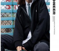 拉夏贝尔卫衣外套女春秋款连帽2022�款秋季oversize