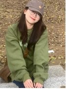 chic早秋2022�款oversize美式复古绿色卫衣外套